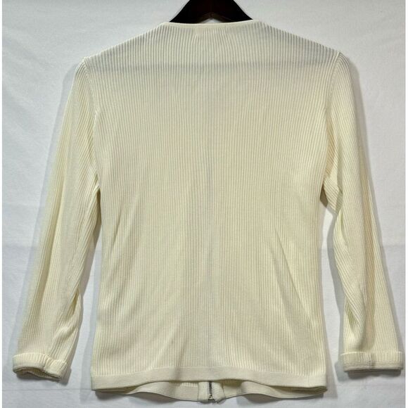 Calvin Klein Women's Full Zip Long Sleeve Sweater Size L‎ Cream - Picture 6 of 6